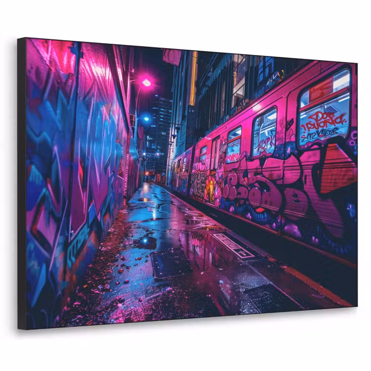 Art Frame - Stad - Neon - Nacht - Roze - Graffiti — 1
