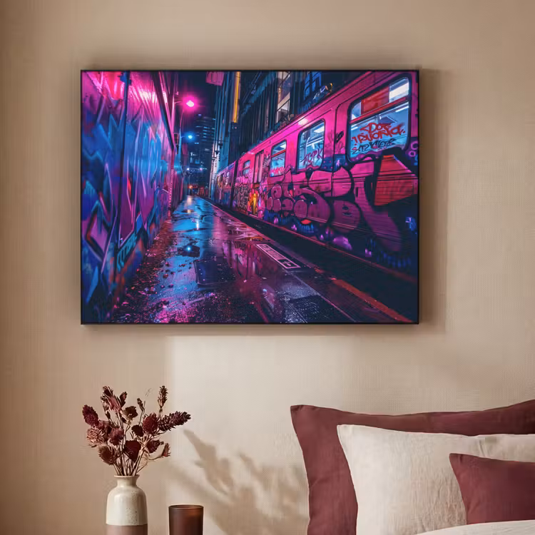 Art Frame - Stad - Neon - Nacht - Roze - Graffiti — 3