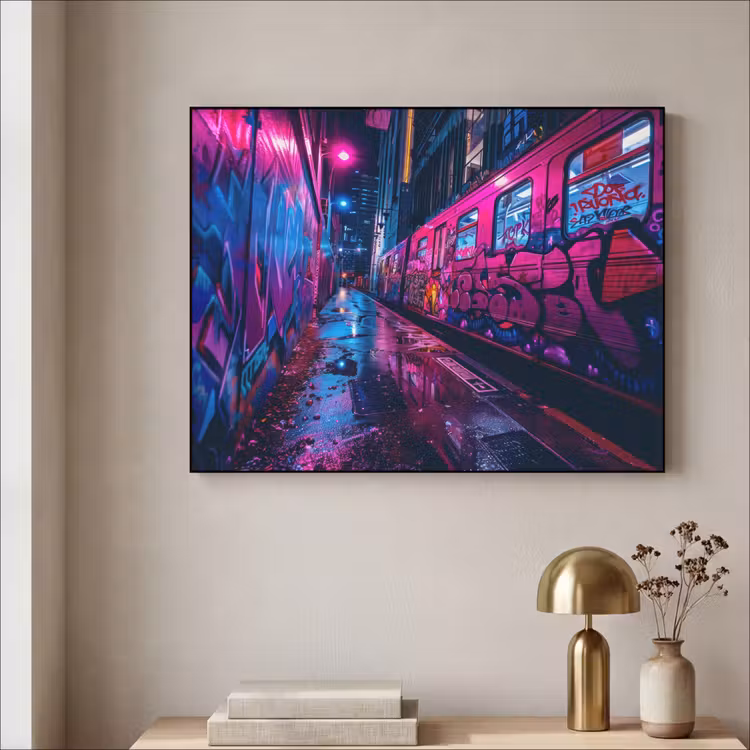 Art Frame - Stad - Neon - Nacht - Roze - Graffiti — 5