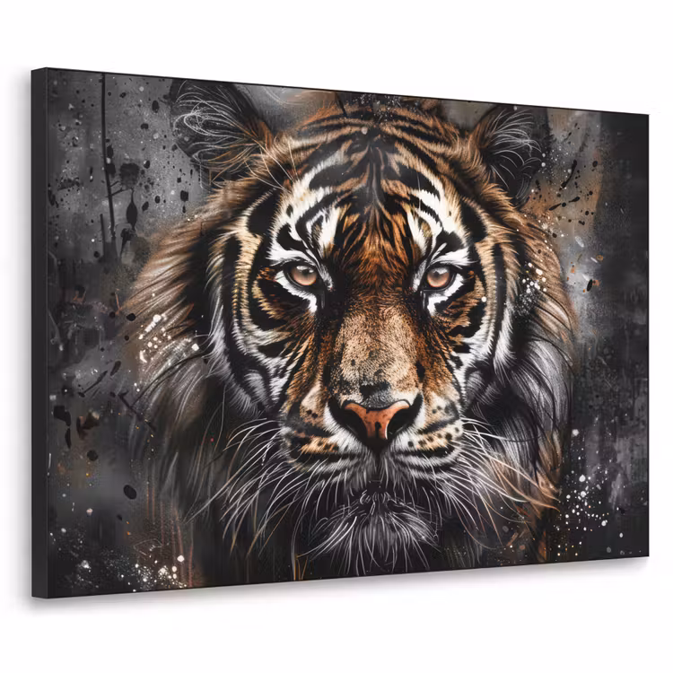 Art Frame - Tijger - Dieren - Portret - Luxe - Zwart — 1