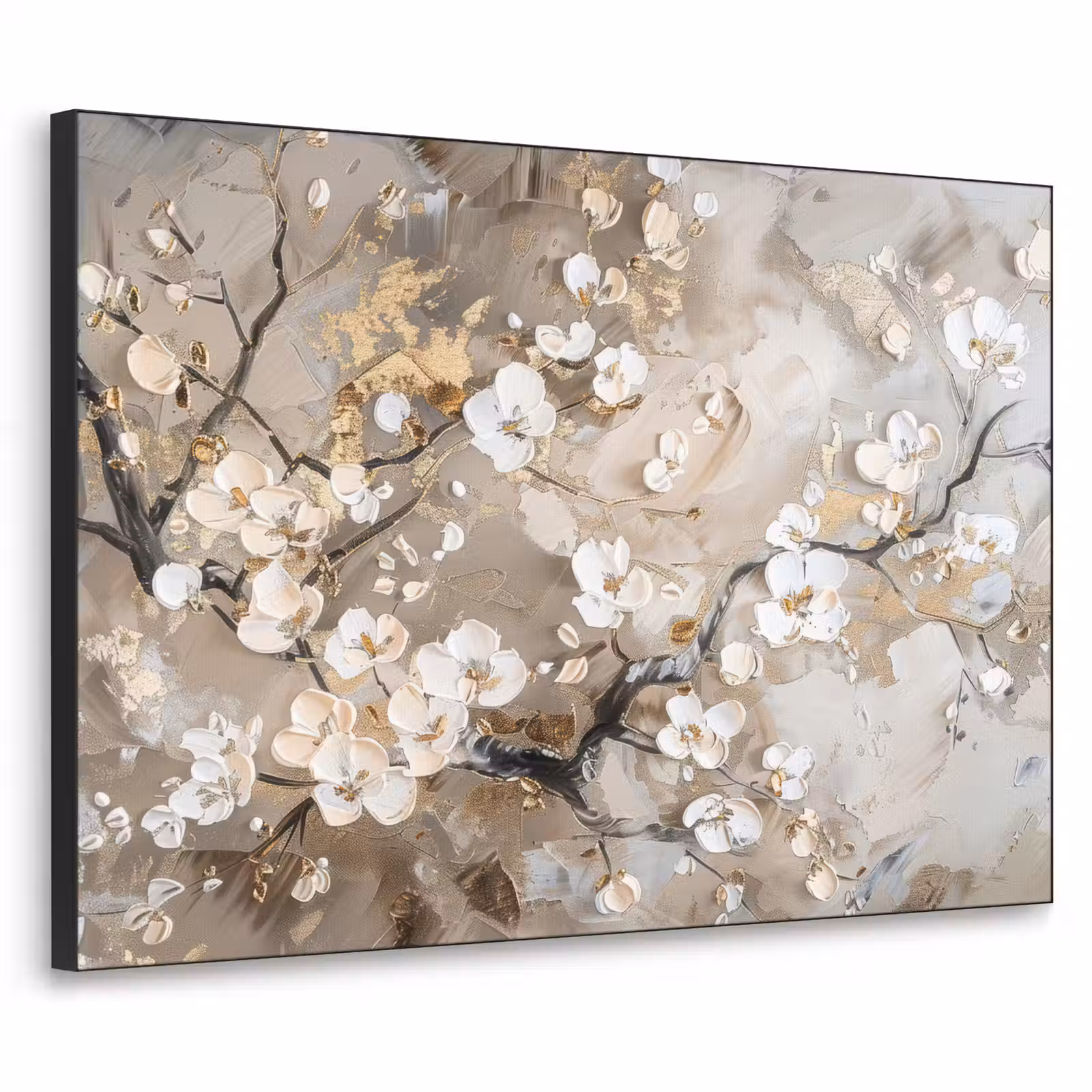 Art Frame - Bloemen - Wit - Goud - Beige - Luxe — 1