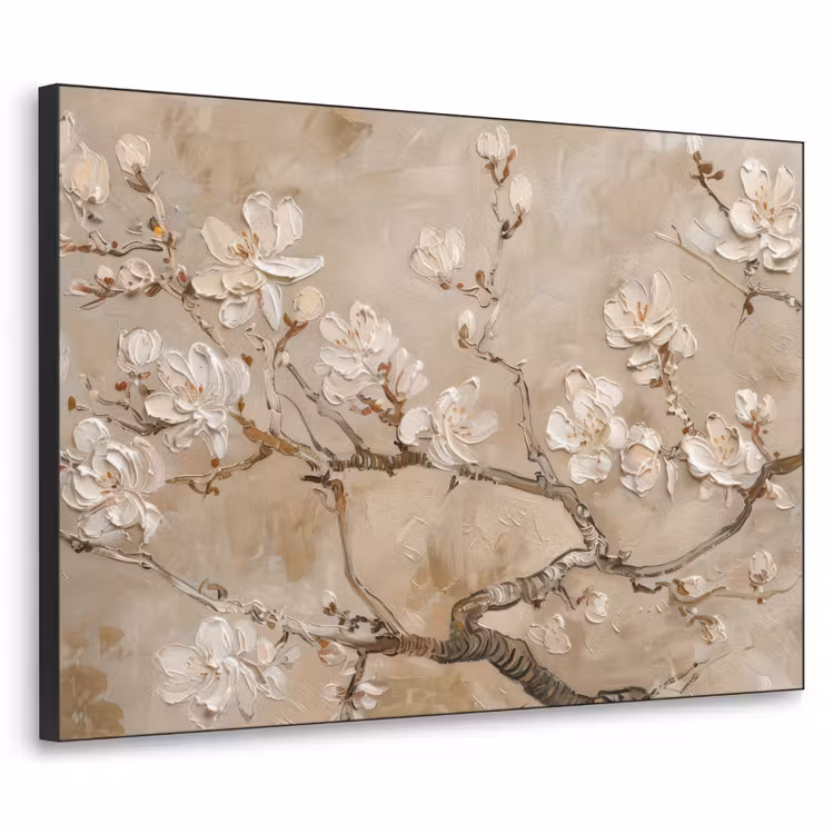 Art Frame - Bloemen - Modern - Beige - Wit - Bloesem — 1
