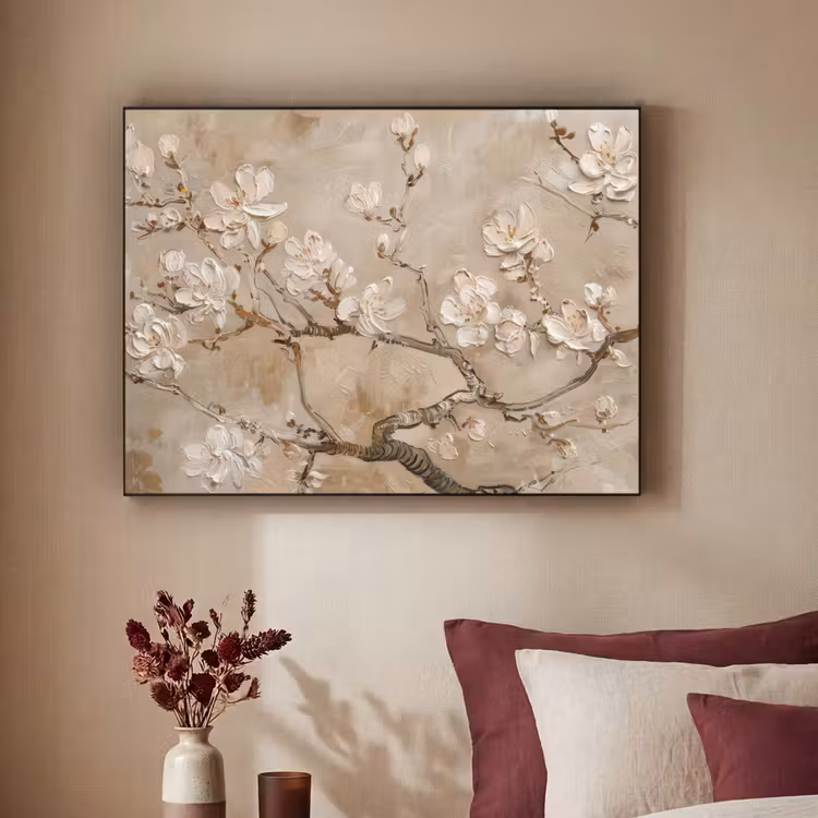 Art Frame - Bloemen - Modern - Beige - Wit - Bloesem — 3