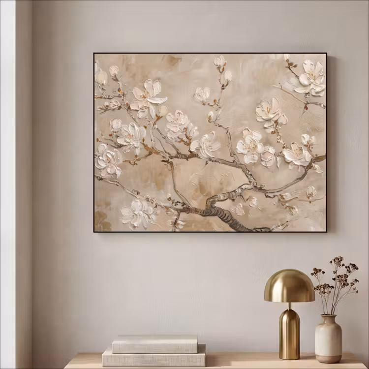 Art Frame - Bloemen - Modern - Beige - Wit - Bloesem — 5