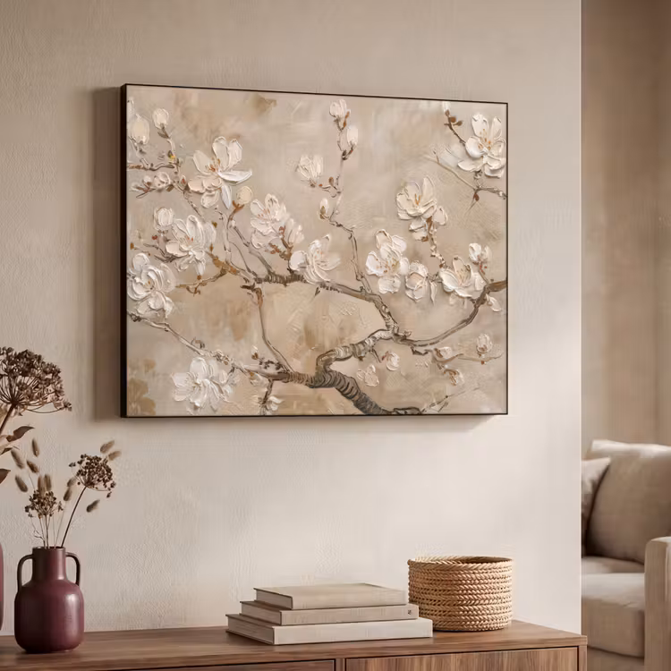 Art Frame - Bloemen - Modern - Beige - Wit - Bloesem — 7