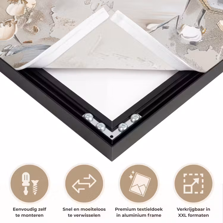 Art Frame - Bloemen - Wit - Goud - Beige - Luxe — 4