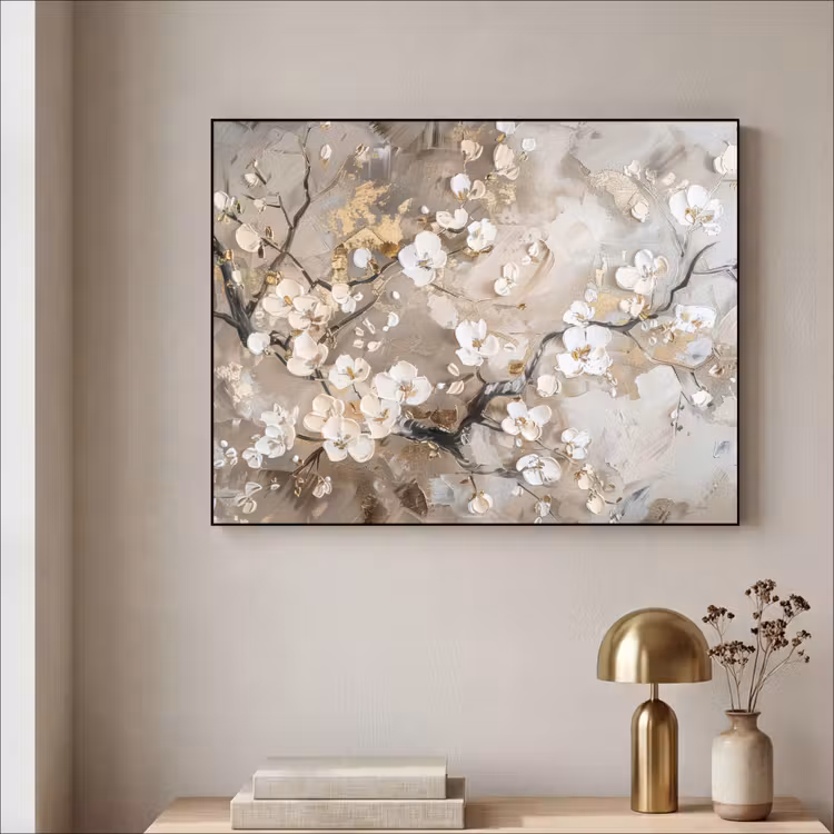 Art Frame - Bloemen - Wit - Goud - Beige - Luxe — 5