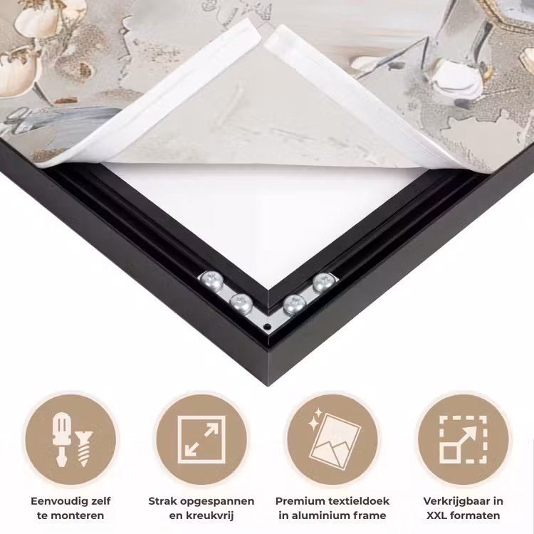 Art Frame - Bloemen - Wit - Goud - Beige - Luxe — 8