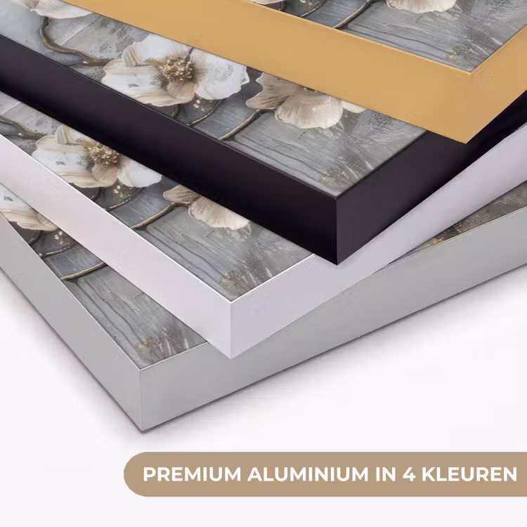 Art Frame - Bloemen - Wit - Grijs - Goud - Luxe — 2