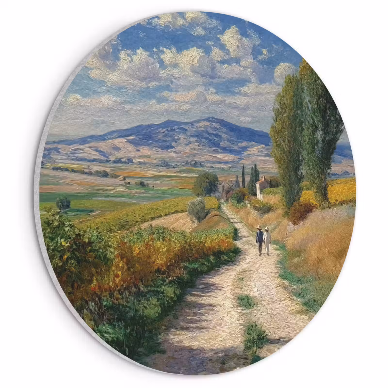 Akoestisch schilderij rond - Mensen - Wandelen - Zandpad - Velden — 1