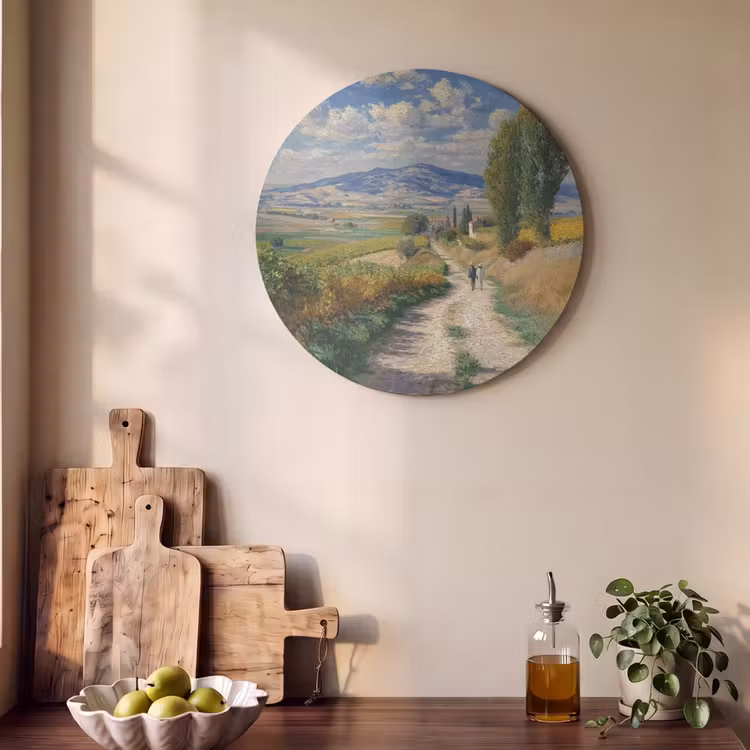 Akoestisch schilderij rond - Mensen - Wandelen - Zandpad - Velden — 4