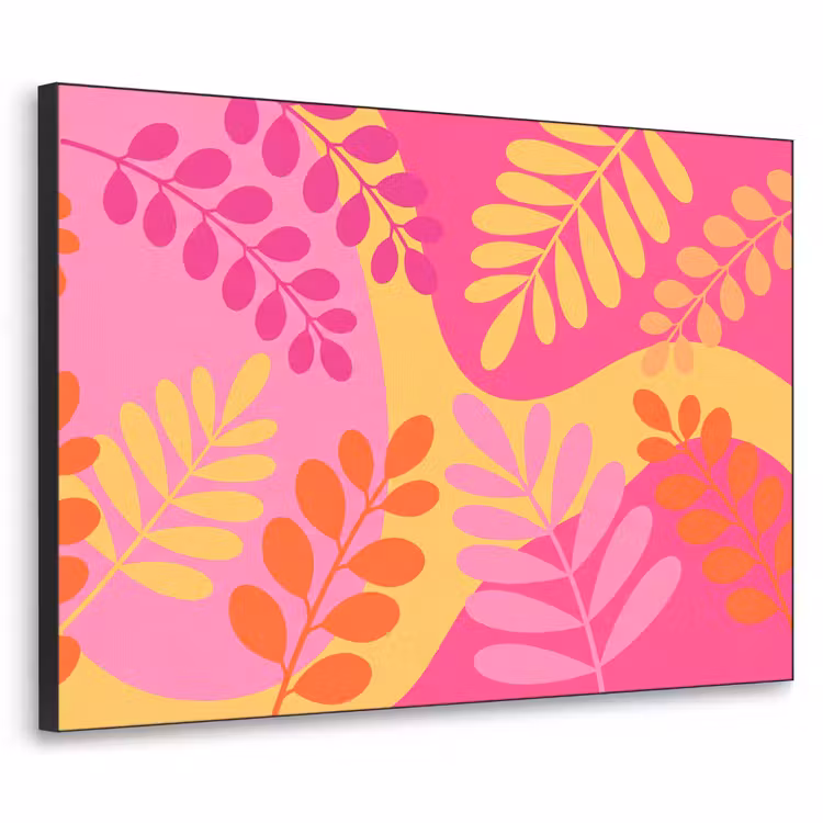 Art Frame - Natuur - Bladeren - Abstract - Roze - Geel — 1