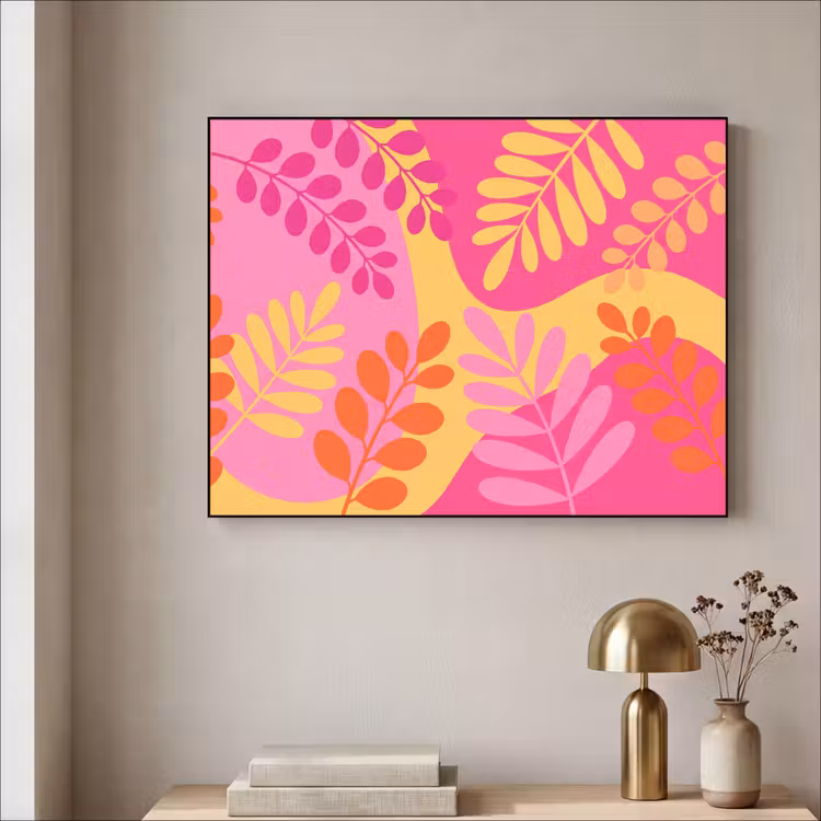 Art Frame - Natuur - Bladeren - Abstract - Roze - Geel — 5