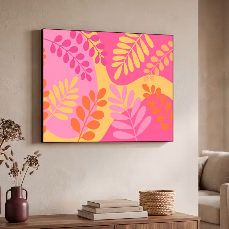 Art Frame - Natuur - Bladeren - Abstract - Roze - Geel — 7
