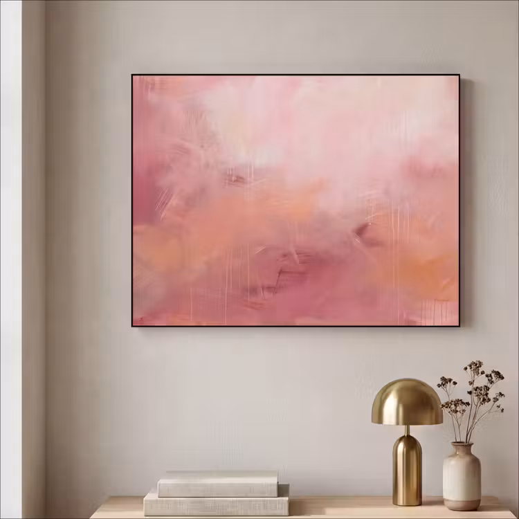 Art Frame - Abstracte Verfstreken Oudroze — 5