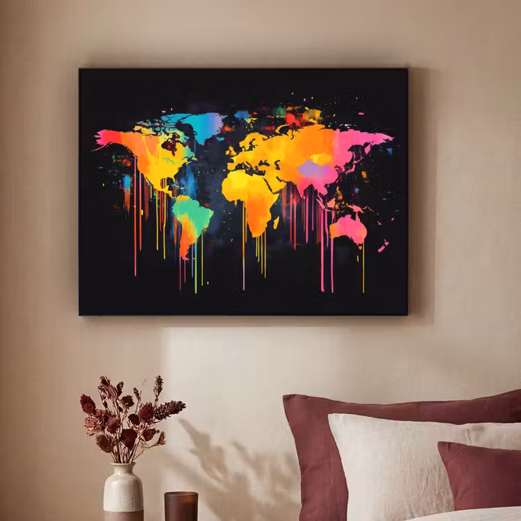 Art Frame - Wereldkaart - Verf - Kleurrijk - Graffiti - Wereld — 3