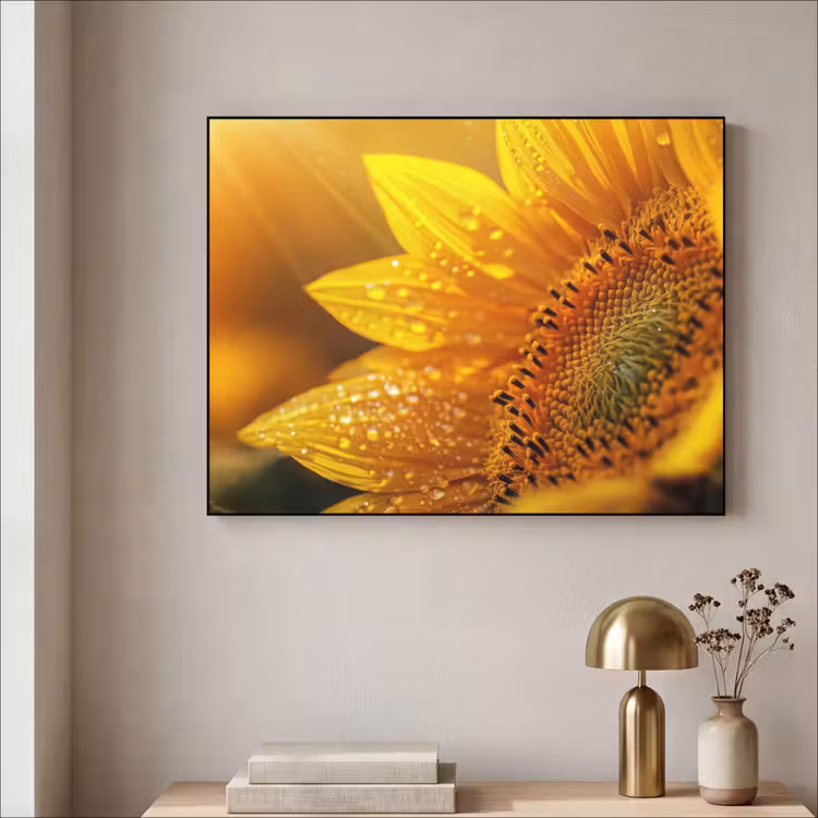 Art Frame - Zonnebloem - Dauwdruppels - Geel - Zonlicht — 5