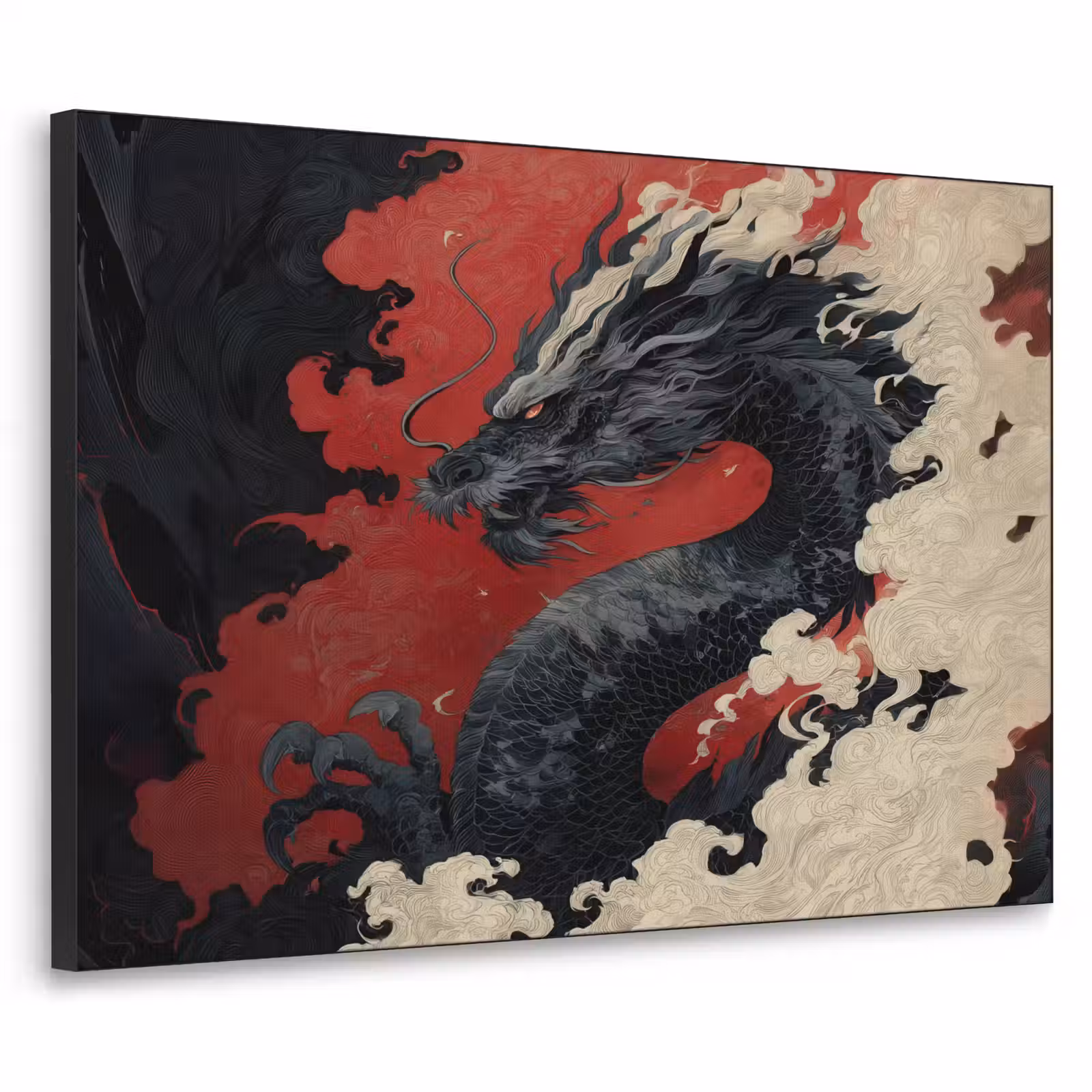 Art Frame - Zwarte draak - Rookwolken - Rood — 1