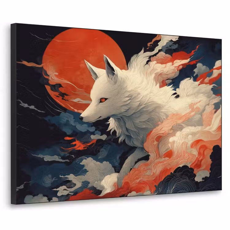 Art Frame - Witte vos - wolken - maan — 1