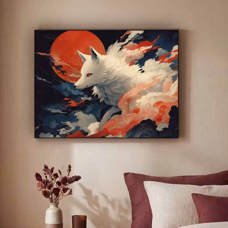 Art Frame - Witte vos - wolken - maan — 3