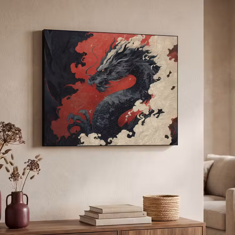 Art Frame - Zwarte draak - Rookwolken - Rood — 7