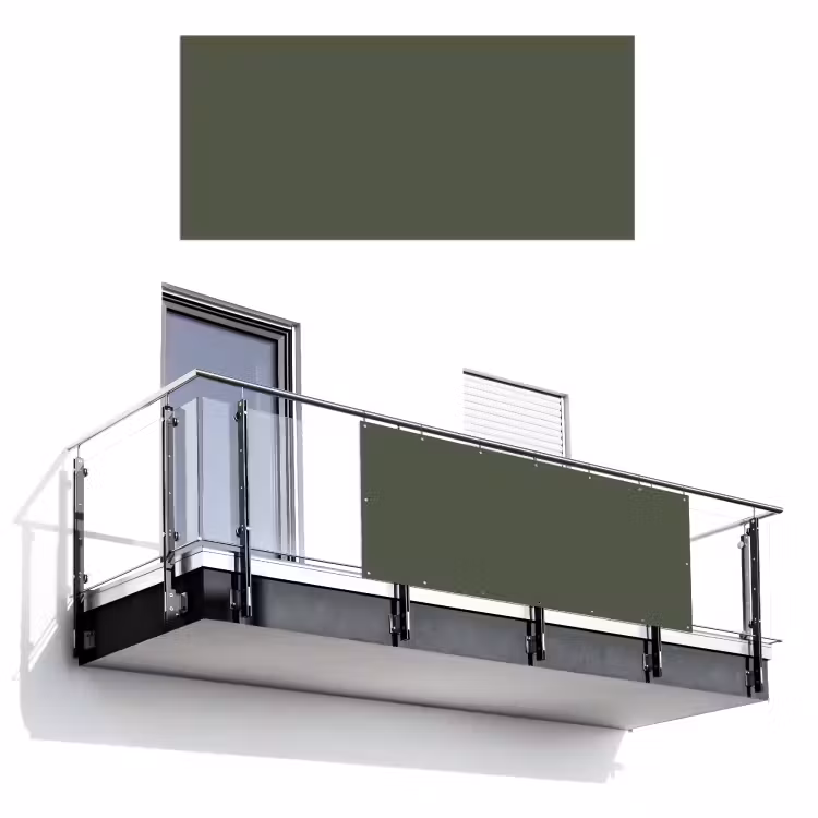 Balkonscherm - Groen - Effen kleur - Olijfgroen — 1