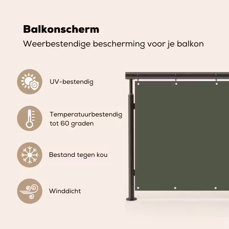 Balkonscherm - Groen - Effen kleur - Olijfgroen — 3