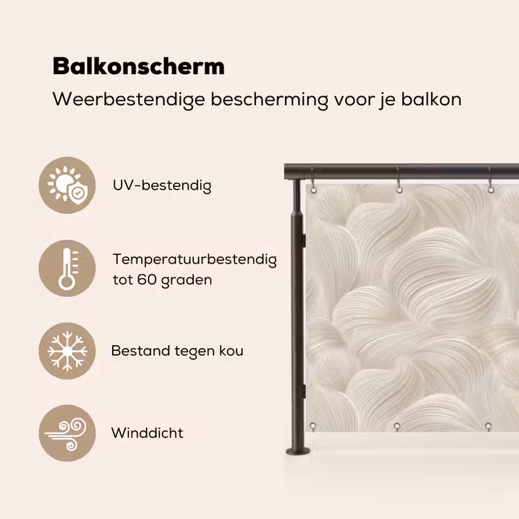 Balkonscherm - Lijnen - Waaier - Beige — 3
