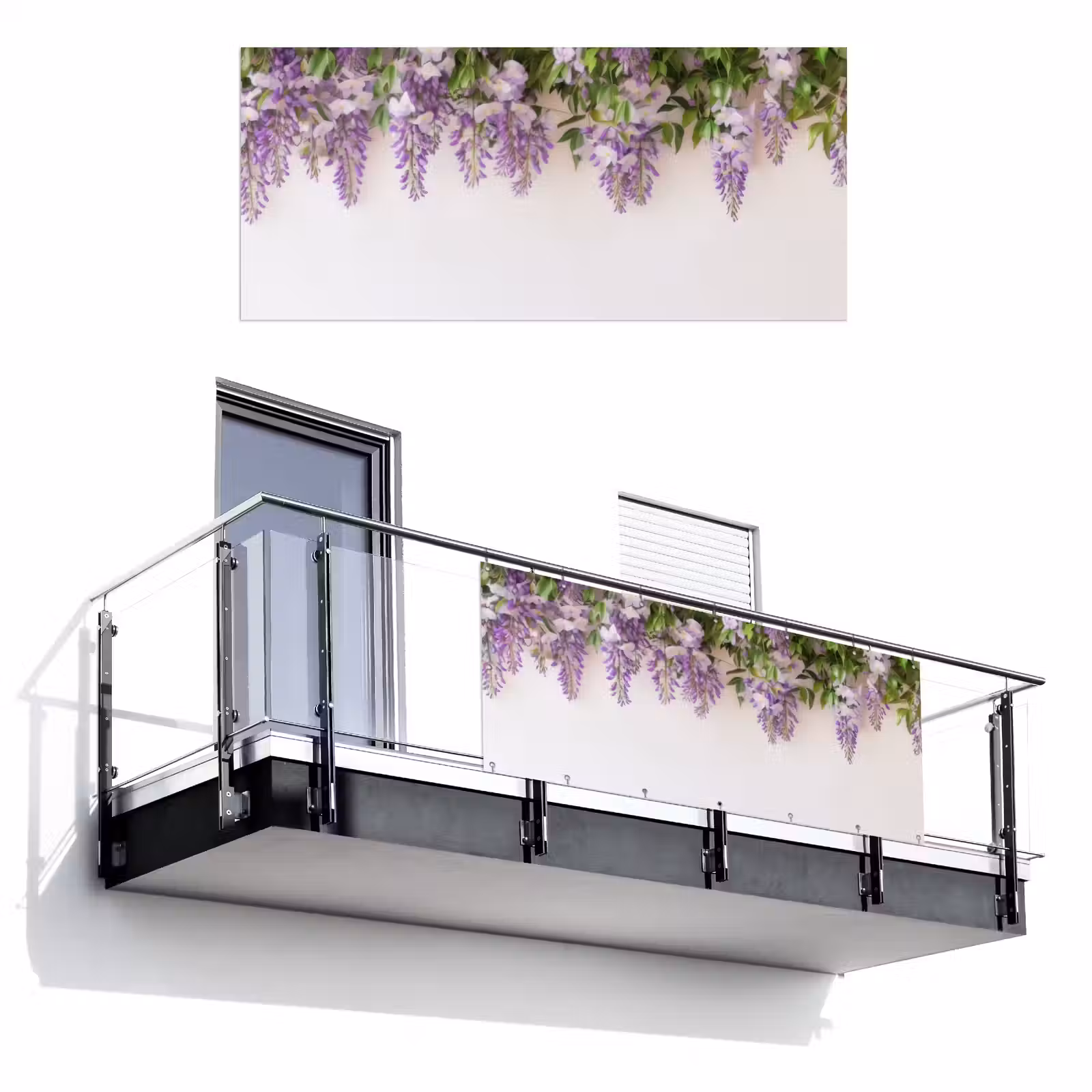 Balkonscherm - Blauwe regen - Bloemen - Paars — 1