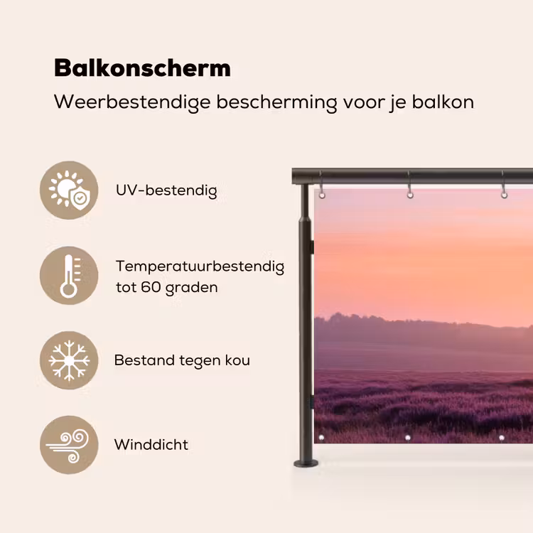 Balkonscherm - Boom - Heide - Zonsopgang — 3