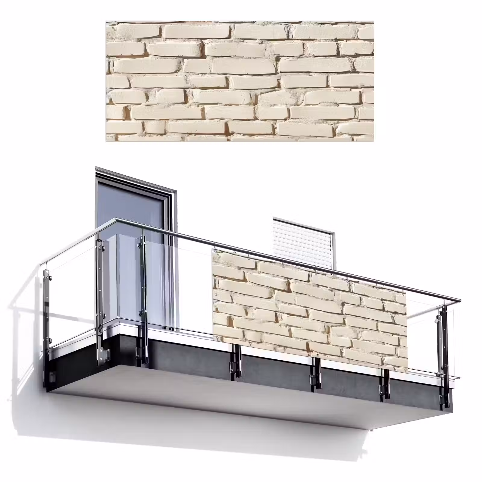 Balkonscherm - Bakstenen - Muur - Licht - Wit — 1