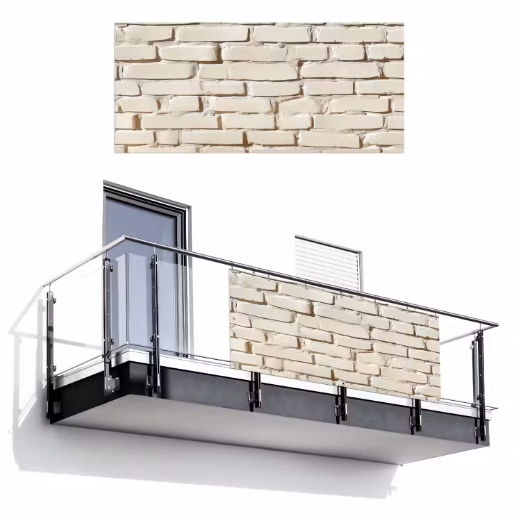 Balkonscherm - Bakstenen - Muur - Licht - Wit — 1