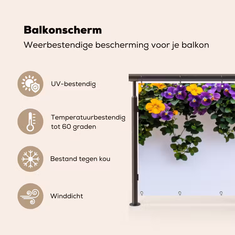 Balkonscherm - Bloemen - Muur - Geel - Paars — 3