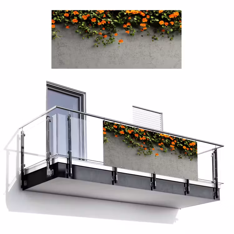 Balkonscherm - Bloemen - Muur - Oranje — 1