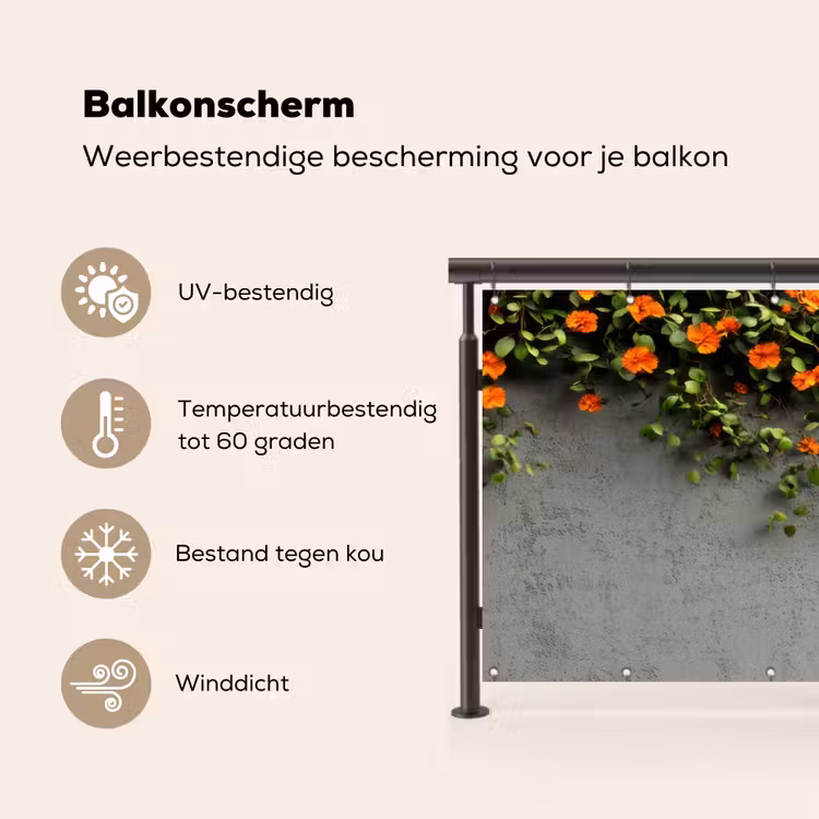 Balkonscherm - Bloemen - Muur - Oranje — 3