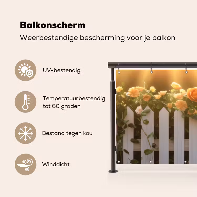 Balkonscherm - Rozen - Hek - Zonlicht — 3