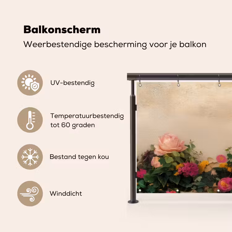 Balkonscherm - Rozen - Muur - Vintage — 3