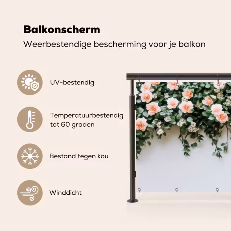 Balkonscherm - Bloemen - Muur - Rozen - Groen — 3