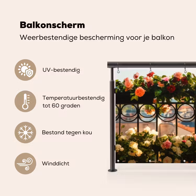 Balkonscherm - Bloemen - Hek - Stadszicht - Zomer — 3