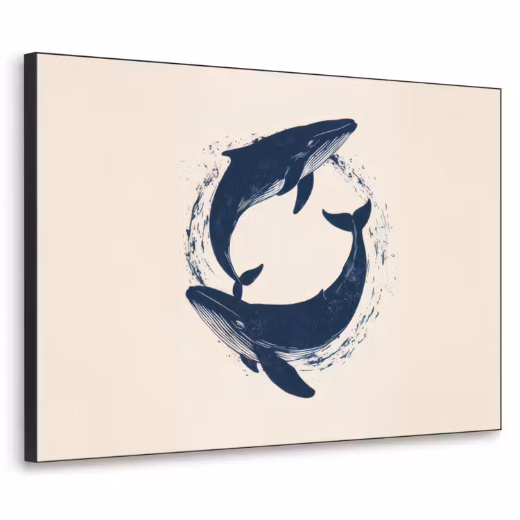 Art Frame - Walvissen - Spetters - Cirkel - Donkerblauw — 1
