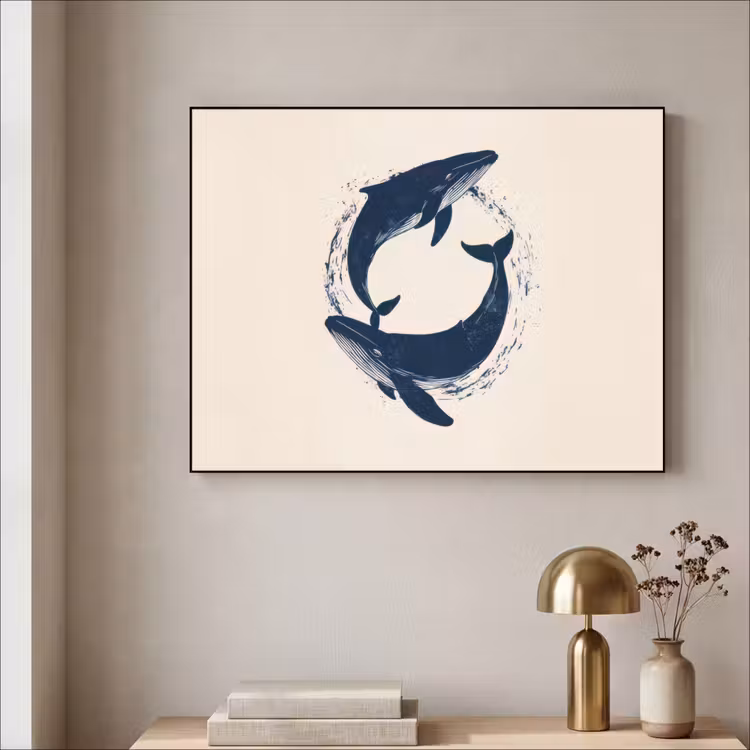 Art Frame - Walvissen - Spetters - Cirkel - Donkerblauw — 5