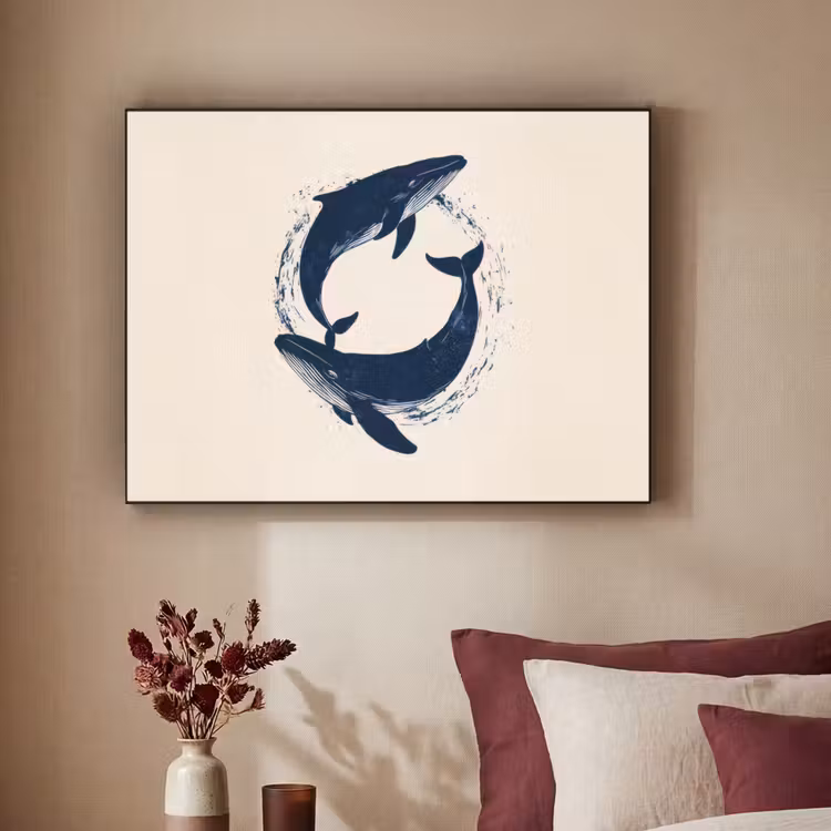 Art Frame - Walvissen - Spetters - Cirkel - Donkerblauw — 3