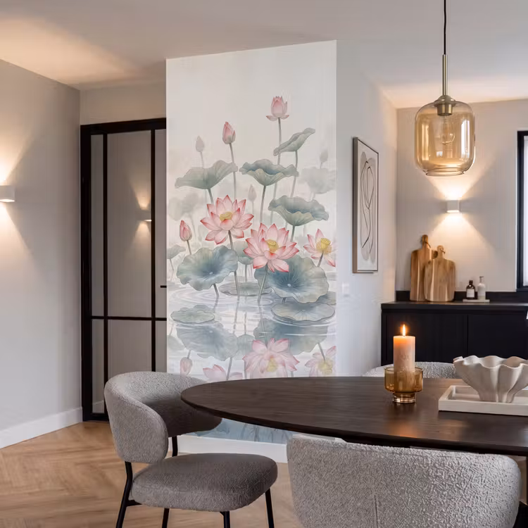 Behang - Aquarel - Lotusbloemen - Kleurrijk — 5