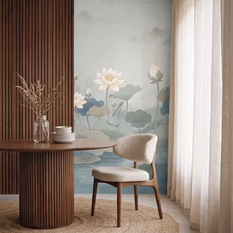 Behang - Lotus - Bloemen - Groen — 4