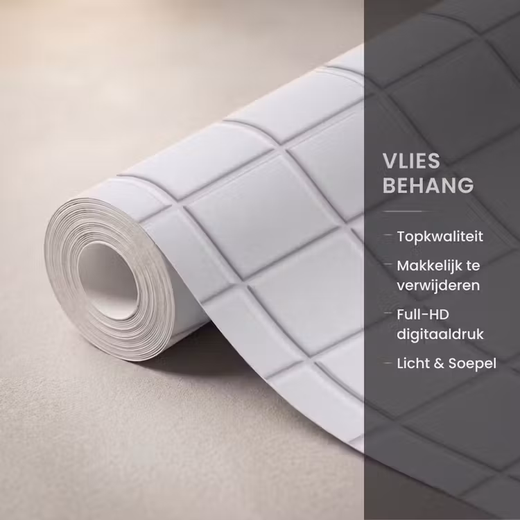 Behang - Witte Vierkante Tegels — 3