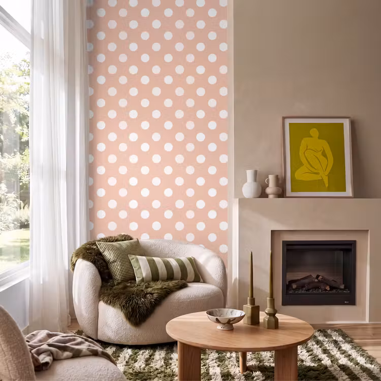 Behang - Klassiek - Polka - Perzik — 1