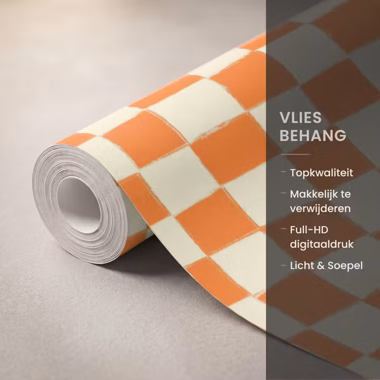 Behang - Schaak - Patroon - Oranje — 3