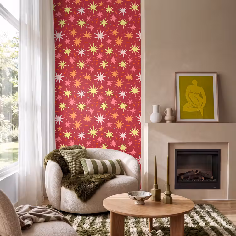 Behang - Sterren - Speels - Rood — 1