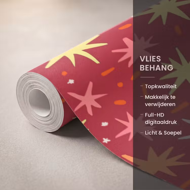 Behang - Sterren - Speels - Rood — 3