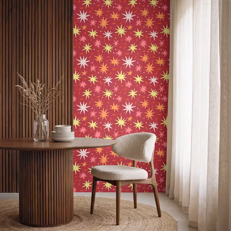 Behang - Sterren - Speels - Rood — 4
